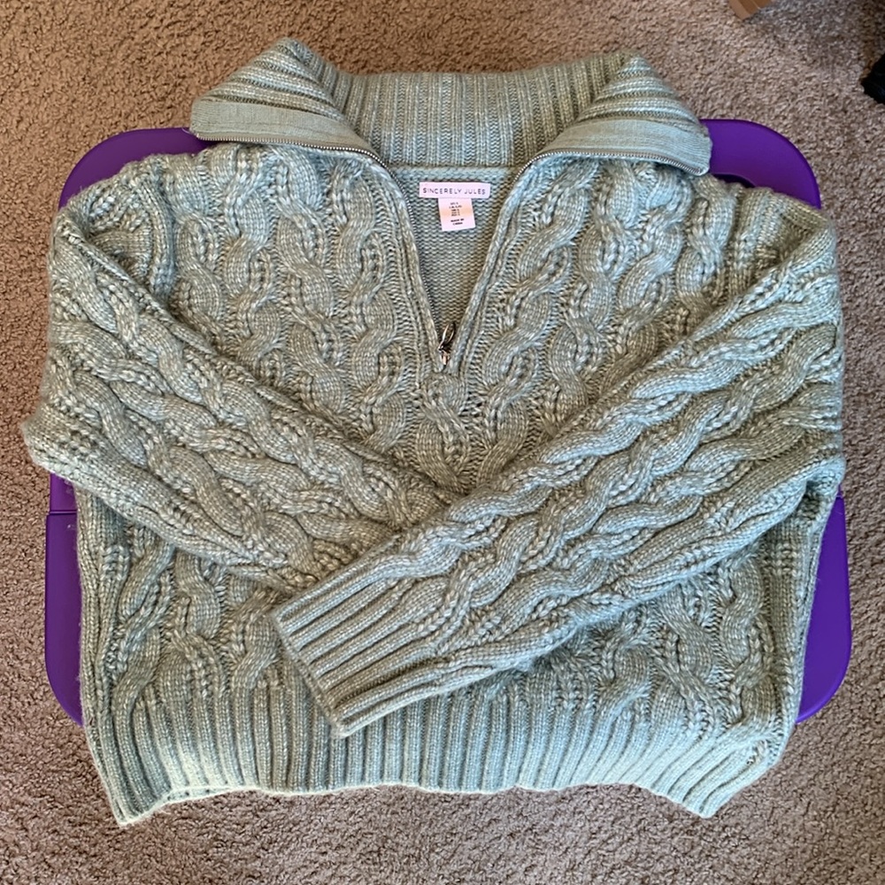Sincerely Jules Quarter Zip Cropped Sweater